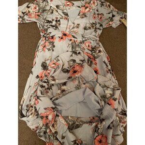 Maxi Floral Dress With Short Sleeves - Illa Illa Womens‎ Rayon Casual Wear